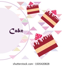 Colorful sweet cakes slices pieces vector illustration.