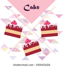 Colorful sweet cakes slices pieces vector illustration.