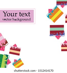 Colorful sweet cakes slices pieces vector illustration