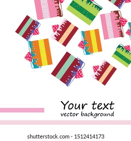 Colorful sweet cakes slices pieces vector illustration