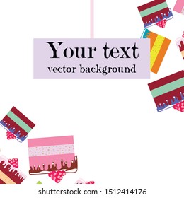 Colorful sweet cakes slices pieces vector illustration