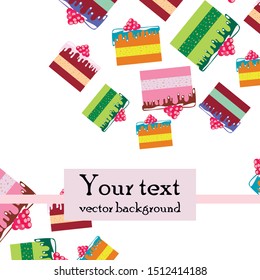 Colorful sweet cakes slices pieces vector illustration