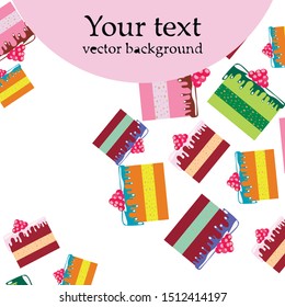 Colorful sweet cakes slices pieces vector illustration