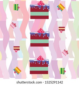 Colorful sweet cakes slices pieces vector illustration