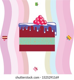 Colorful sweet cakes slices pieces vector illustration
