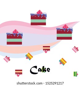 Colorful sweet cakes slices pieces vector illustration