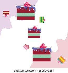 Colorful sweet cakes slices pieces vector illustration