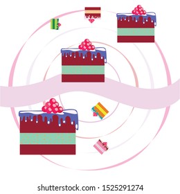 Colorful sweet cakes slices pieces vector illustration