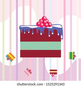Colorful sweet cakes slices pieces vector illustration