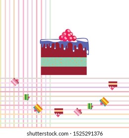 Colorful sweet cakes slices pieces vector illustration