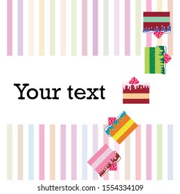 Colorful sweet cakes slices pieces vector illustration.