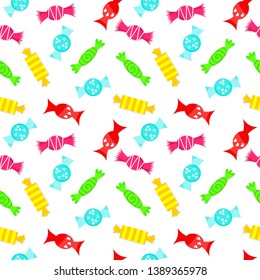 Colorful sweet candies seamless pattern. Vector illustration.