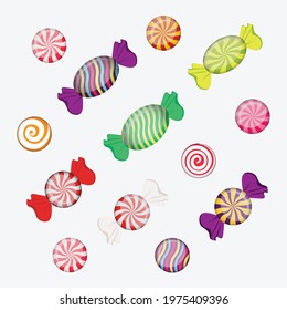 Colorful Sweet Candies Vector Flat icon set