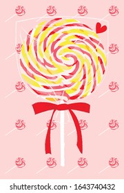colorful sweet candy behind pink background