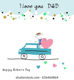 Colorful and sweet card for Father's Day. Children's drawing