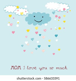 Colorful and sweet card for Mother's Day. Children's drawing