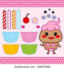 Colorful sweet cupcake fashion paper doll set collection