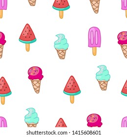 Colorful sweet ice cream doodle icons vector set