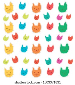 colorful sweet kitty pattern vector