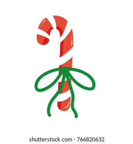 colorful sweet walking stick with ribbon bow design, candy cane