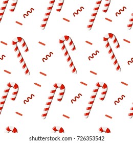 Colorful sweets icons set - candy cane marshmallow spiral vector illustration. Vector set with different red and white candies.