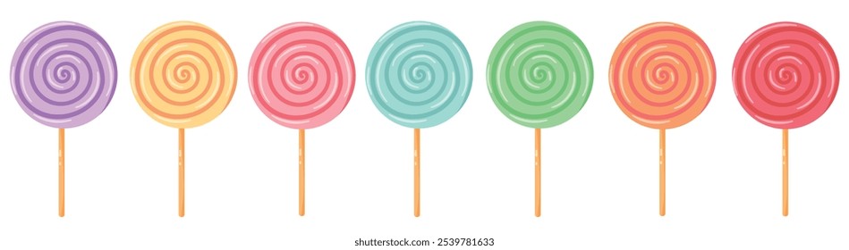 Colorful Sweets, Lollipops, Vector Set. Fun, Candy-Inspired Illustrations for Festive Designs