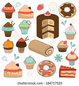 Colorful sweets menu collection. Vector format
