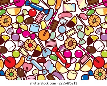 Colorful sweets pattern background illustration