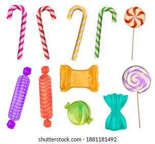 Colorful sweets set of assorted. Winter holiday food.  Vector illustration