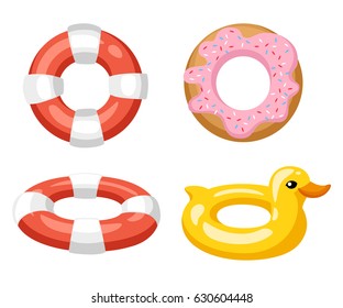 Colorful swim rings icon set isolated on white background. Vector illustration