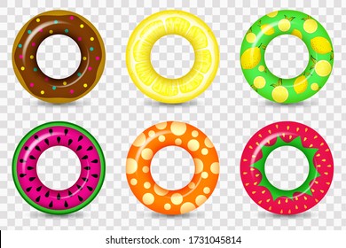 Colorful swim rings vector set.  Inflatable rubber toy. Lifebyou colorful collection. Swimming ring.