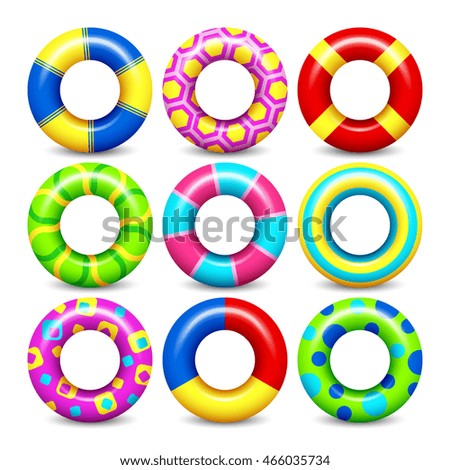 Colorful swim rings vector set