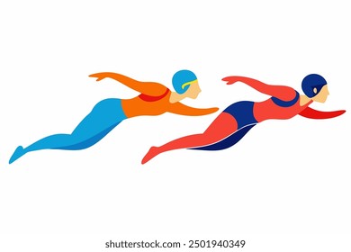 Clipart de Vector de dibujos animados de nadador colorido, perfecto para diseños de temática deportiva e ilustraciones acuáticas.






