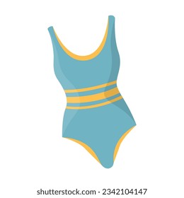Colorful swimsuit for women vector illustration. Cartoon drawing of striped swimming suit for females, clothes for beach isolated on white background. Summer, fashion, vacation concept