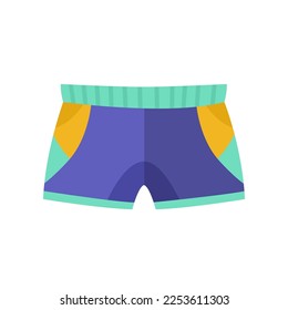 Ropa de baño colorida para la ilustración vectorial masculina. Dibujo de dibujos animados de ropa interior azul o calzoncillos para hombres aislados en fondo blanco. Verano, concepto de moda