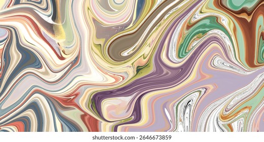 Arte em espiral colorida em tons de terra e pastel com movimento abstrato dinâmico. Perfeito para arte de parede, fundos de design e impressões contemporâneas. 