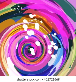 Colorful swirl background in vector. Color paint artistic illustration in motion
