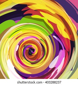 Colorful swirl background in vector. Color paint artistic illustration in motion with spray