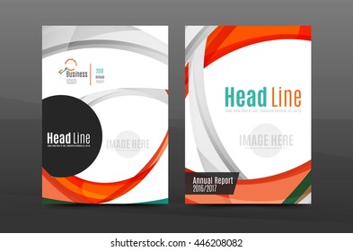 Colorful swirl design annual report cover template. Brochure, flyer template layout, vector leaflet abstract background, A4 size page