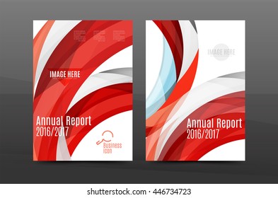 Colorful swirl design annual report cover template. Brochure, flyer template layout, vector leaflet abstract background, A4 size page