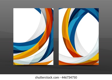 Colorful swirl design annual report cover template. Brochure, flyer template layout, vector leaflet abstract background