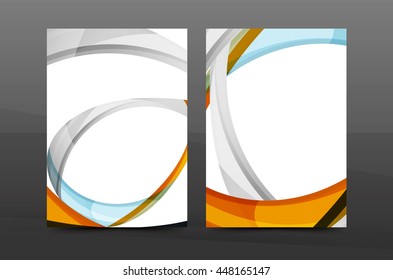 Colorful swirl design annual report cover template. Brochure, flyer template layout, vector leaflet abstract background, A4 size page
