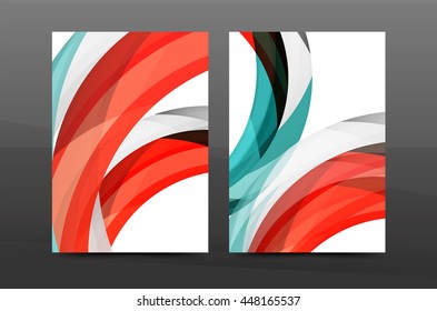 Colorful swirl design annual report cover template. Brochure, flyer template layout, vector leaflet abstract background, A4 size page