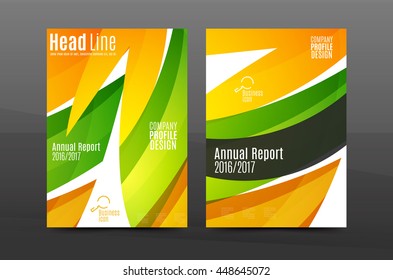 Colorful swirl design annual report cover template. Brochure, flyer template layout, vector leaflet abstract background, A4 size page