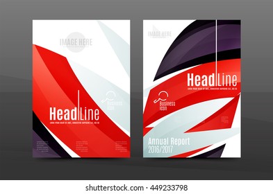Colorful swirl design annual report cover template. Brochure, flyer template layout, vector leaflet abstract background, A4 size page