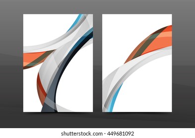 Colorful swirl design annual report cover template. Brochure, flyer template layout, vector leaflet abstract background, A4 size page