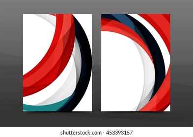 Colorful swirl design annual report cover template. Brochure, flyer template layout, vector leaflet abstract background, A4 size page