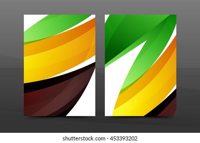 Colorful swirl design annual report cover template. Brochure, flyer template layout, vector leaflet abstract background, A4 size page