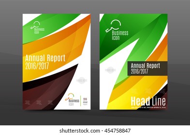Colorful swirl design annual report cover template. Brochure, flyer template layout, vector leaflet abstract background, A4 size page