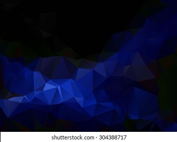 Colorful swirl polygon background or vector frame. Abstract Triangle Geometrical Background, Vector Illustration EPS10. Geometric design for business presentations. blue on black